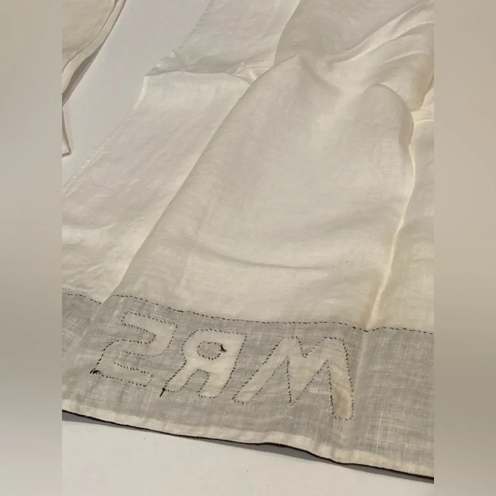Vintage Homemade Marriage Hand Towels Mr Mrs Matching Towel Set Bridal Gift